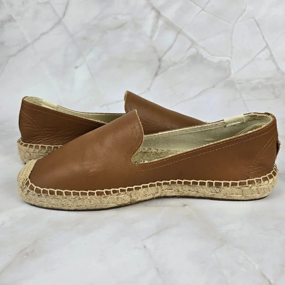 Soludos Size 8.5M Caramel Colored Slip On Loafer Espadrilles Leather Upper